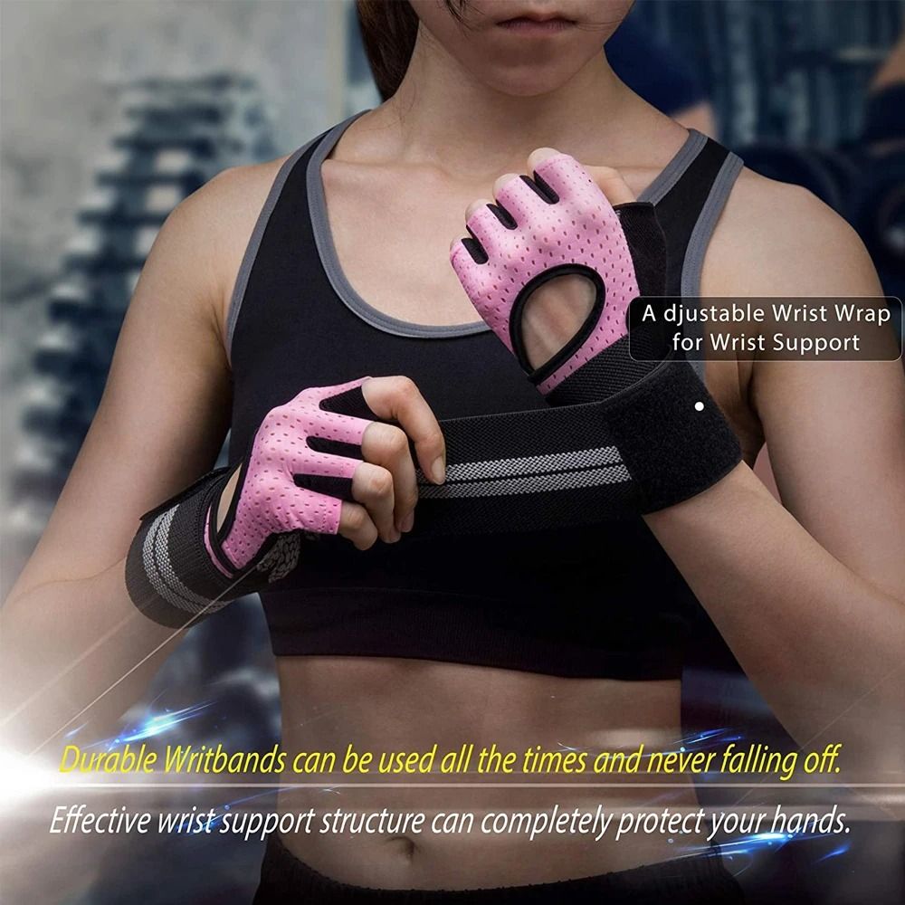 손목 보호대가 있는 1쌍의 헬스장 피트니스 장갑 반손가 - Wrist Wrap Support 리뷰 및 가격
