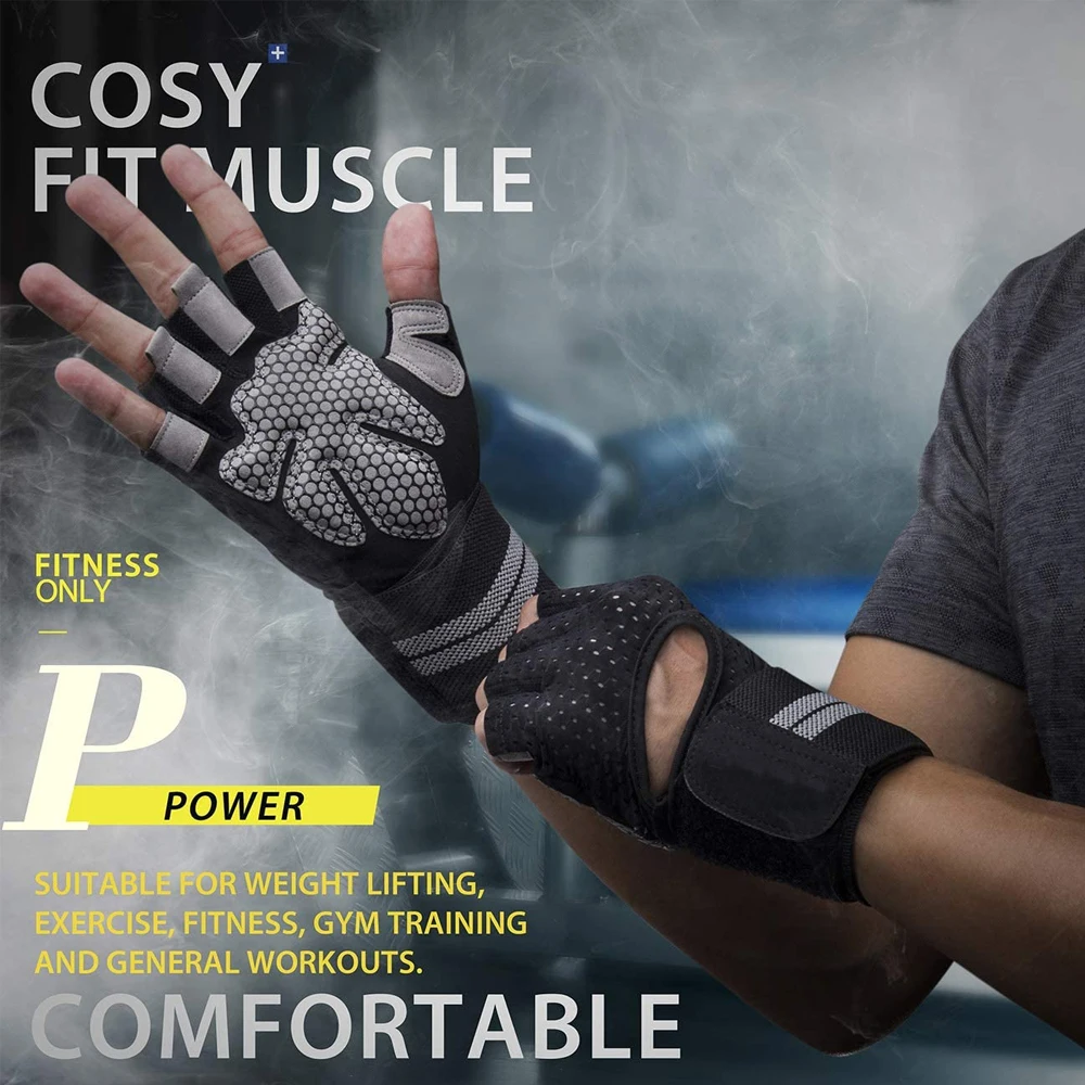 손목 랩 지지대 달린 하프 핑거 체육관 피트니스 장갑, - Wrist Wrap Support 리뷰 및 가격